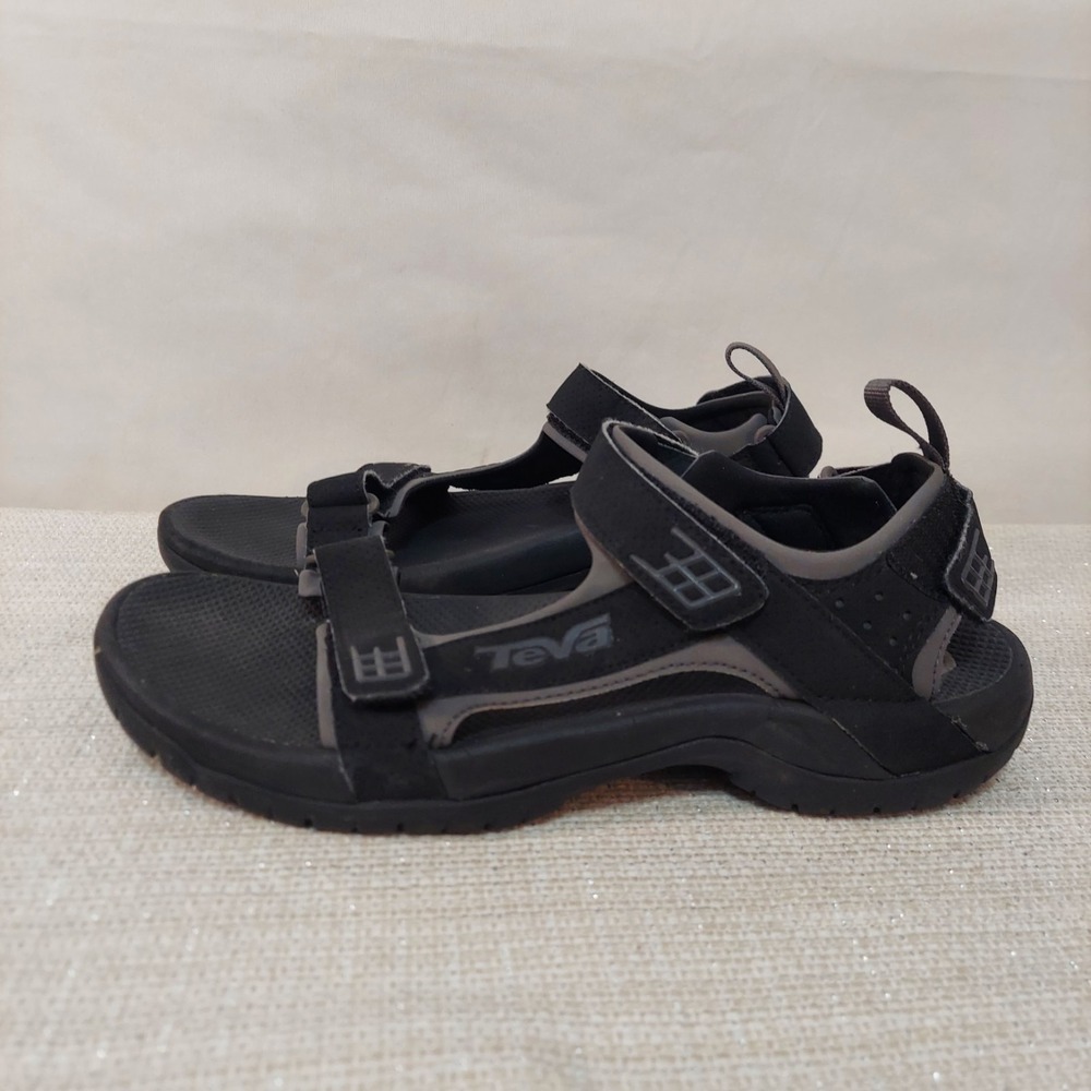 Teva Minam Mens sz 9 Black Sports‎ Adjustable Strappy Hook And Loop Sandal 4289